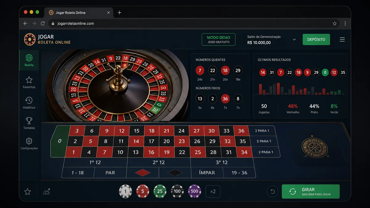 Interface de roleta online usada como apoio visual da página sobre